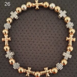 Gold and Silver Cross Beaded Bracelet
